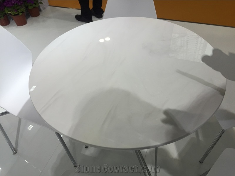 Artificial Nano Crystallized Glass Stone Cloud White Marble Look Solid Surface Polished Slab for Tile Panel