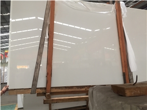 Artificial Nano Crystallized Glass Stone Pure White Marble Look Solid Surfaces Polished Slab for Tile Wall Panel Countertop Bathroom