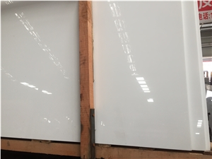 Artificial Nano Crystallized Glass Stone Pure White Marble Look Solid Surfaces Polished Slab for Tile Wall Panel Countertop Bathroom