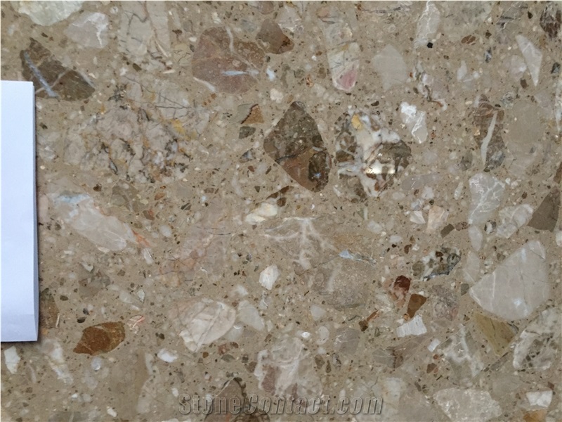 Compressed Stone Oman Beige Artificial Marble Solid Surface Polished Slab for Tile Wall Cladding Panel Countertop Kitchen Bathroom