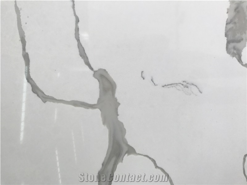 Engineered/Artificial Quartz Stone Calacatta Origin Marble Look Solid Surface Polished Slab for Flooring Tile Wall Panel Countertop Vanity