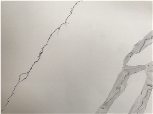 Engineered/Artificial Quartz Stone Calacatta Oro Marble Look Solid Surface Polished Slab for Flooring Tile Wall Panel Countertop Kitchen Vanity