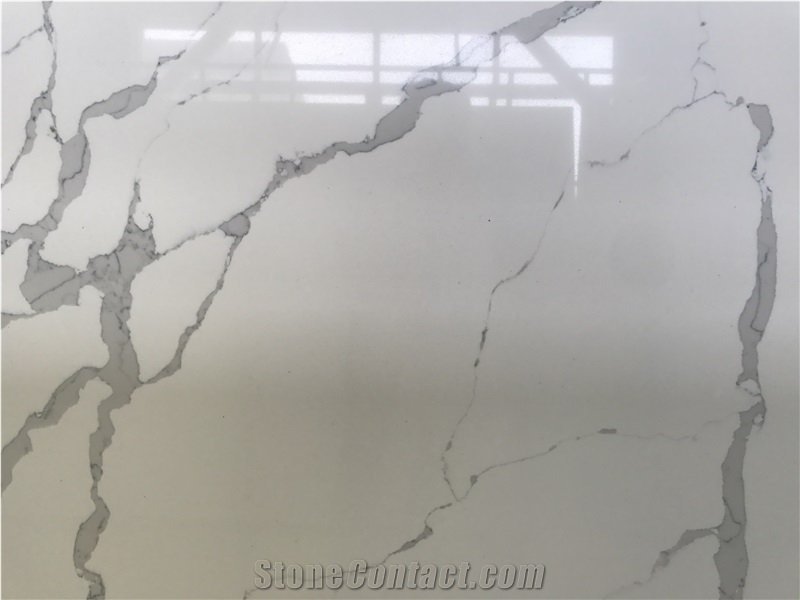 Engineered/Artificial Quartz Stone Elizabeth Marble Look Solid Surface Polished Slab for Tile Wall Panel Countertop Kitchen Bathroom Vanity