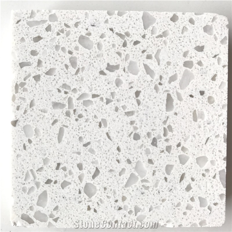 Engineered/Artificial Quartz Stone Ice Snow Marble Look Solid Surface Polished Slab for Flooring Tile Wall Panel Countertop Kitchen Vanity