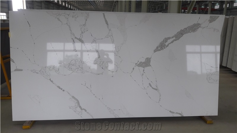 Engineered Quartz Stone Calacatta Fantasy B Artificial Marble Solid Surface Polished Slab for Tile Wall Panel