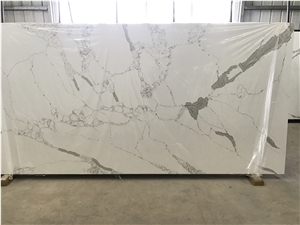 Engineered Quartz Stone Calacatta Fantasy B Artificial Marble Solid Surface Polished Slab for Tile Wall Panel