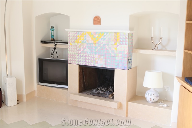 Trani Biancone Marble Fireplace