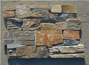 Concrete Back Wall Cladding, Exposed Wall Stone, Rusty Color Quartzite Flexible Stone Veneer, Ledge Stone