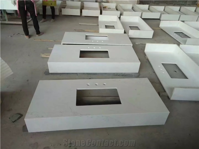 Crystal White Quartz Stone Countertop/White Quartz Kitchen Counter Top/Quartz Countertop
