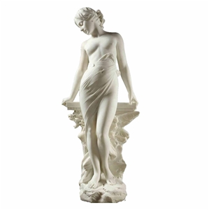 Western Style Hunan White Marble Lady Sculpture