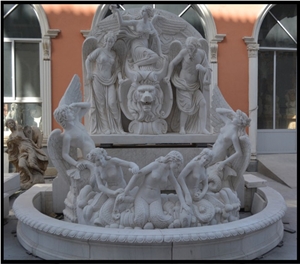 White Marble Stone Water Fountain/Feature/Wall Fountains/Garden Wall Relief Sculpture