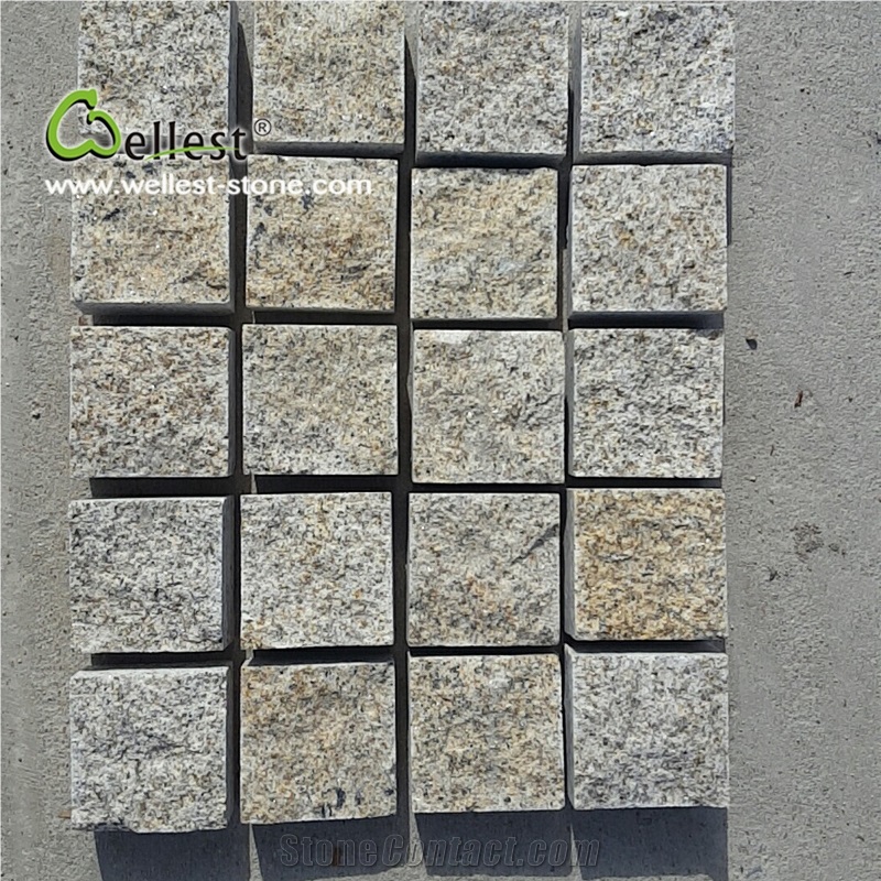 G682 Natural Granite Stone Outdoor Paving Cube Stone Rusty Granite Paving Stone