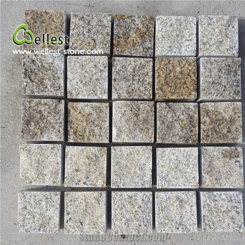 G682 Natural Granite Stone Outdoor Paving Cube Stone Rusty Granite Paving Stone
