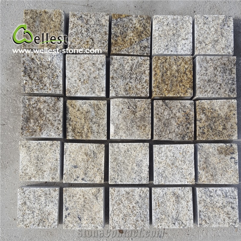 G682 Natural Granite Stone Outdoor Paving Cube Stone Rusty Granite Paving Stone