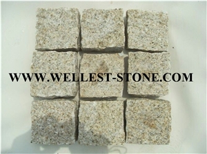 G682 Yellow Beige Granite Cube Stone Driveway Paving Cobble Stone Patio/Garden/Courtyard Paving Cube Stone