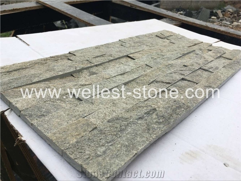 Natural Green Quartzite Ledge Stone Veneer,Exterior House Wall Decorative Culture Stone,Garden Culture Wall Stone