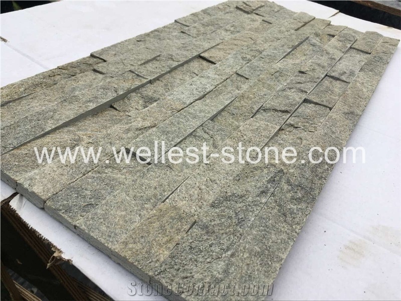 Natural Green Quartzite Ledge Stone Veneer,Exterior House Wall Decorative Culture Stone,Garden Culture Wall Stone