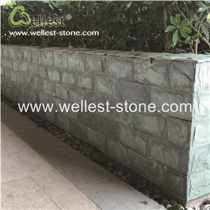 Natural Green Slate Split Mushroom Pillow Face Castle Stone Strip Veneer for Feature and Garden Exterior Wall Cladding