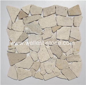 Natural Travertine Mosaic Tile,China Honed Multicolor Mosaic Tile,Wall Covering Mosaic Tile