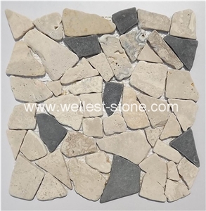 Natural Travertine Mosaic Tile,China Honed Multicolor Mosaic Tile,Wall Covering Mosaic Tile