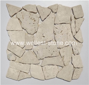 Natural Travertine Mosaic Tile,China Honed Multicolor Mosaic Tile,Wall Covering Mosaic Tile