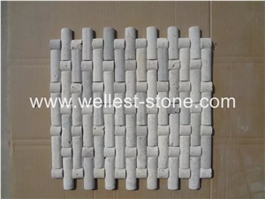Natural Travertine Mosaic Tile, Wall Cladding Mosaic Tile, Basket Weave Mosaic for House Wall Decoration