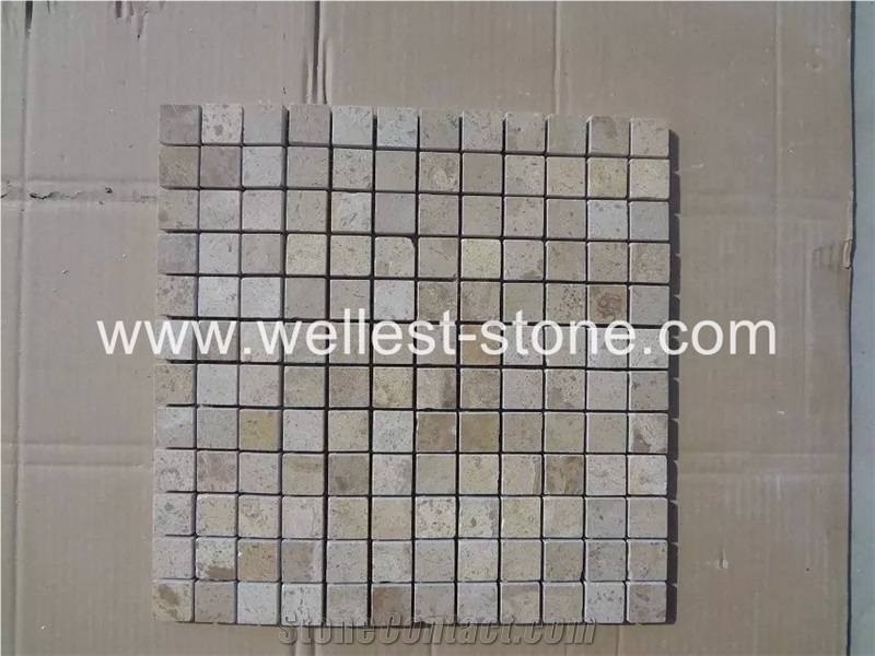 Travertine Mosaic Tile,Wall Covering,Square Mosaic Tile for Wall Decoration
