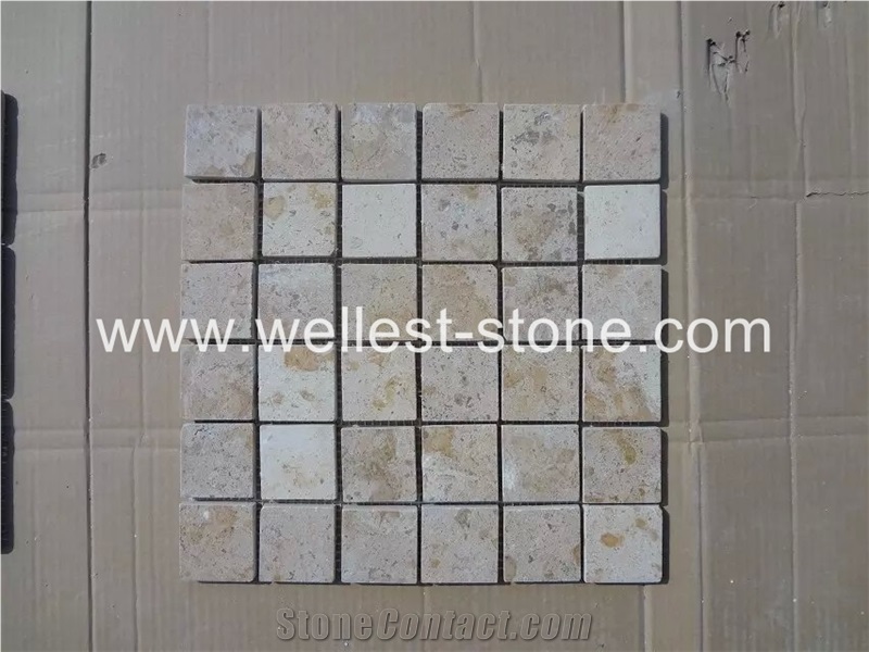 Travertine Mosaic Tile,Wall Covering,Square Mosaic Tile for Wall Decoration