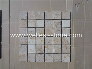 Travertine Mosaic Tile,Wall Covering,Square Mosaic Tile for Wall Decoration