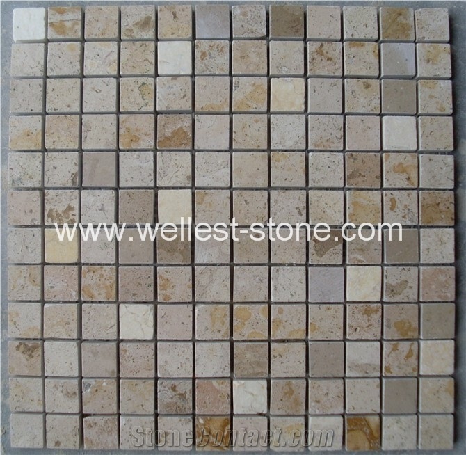 Travertine Mosaic Tile,Wall Covering,Square Mosaic Tile for Wall Decoration