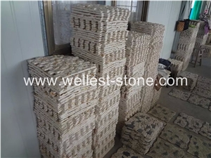 Wellest Natural Beige Travertine Mosaic Tile Split Surface House Wall Decorative Mosaic Tile