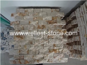 Wellest Natural Beige Travertine Mosaic Tile Split Surface House Wall Decorative Mosaic Tile