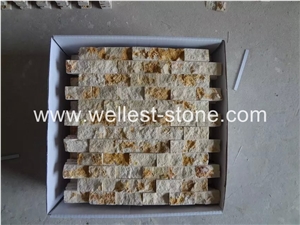 Wellest Natural Beige Travertine Mosaic Tile Split Surface House Wall Decorative Mosaic Tile