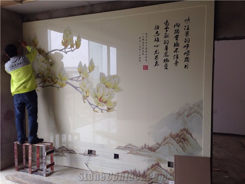 Carving Engraving Art Work Nano Crystallized Glass Stone Wall Decoration Customized Design