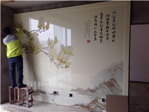 Carving Engraving Art Work Nano Crystallized Glass Stone Wall Decoration Customized Design