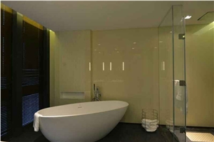 Emin Nano Glass Beige Crystallized Stone Tiles Big Slab Solide Surface Artificial Stone Tile