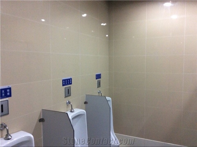 Emin Nano Glass Beige Crystallized Stone Tiles Big Slab Solide Surface Artificial Stone Tile