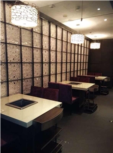 Emin Nano Glass Beige Crystallized Stone Tiles Big Slab Solide Surface Artificial Stone Tile