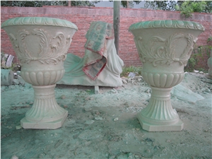 Beige Marble Flower Pot Planter