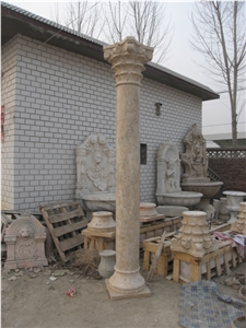 Beige Travertine Solid Column Pillar