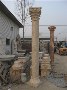 Beige Travertine Solid Column Pillar