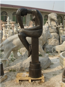 Black Limestone Abstract Statue Sculpture