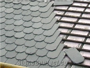 China Dark Grey Black Slate Roofing Tile for Sale
