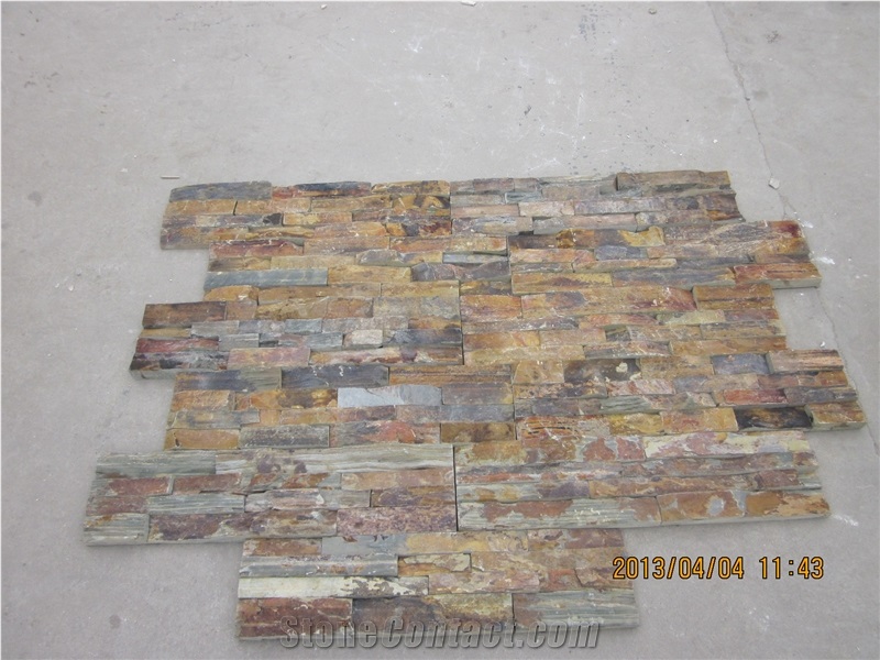 China Gold Slate Loose Stone, Ledge Stone, Stacked Stone Veneer, Culture Stone