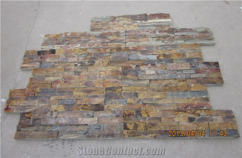 China Gold Slate Loose Stone, Ledge Stone, Stacked Stone Veneer, Culture Stone