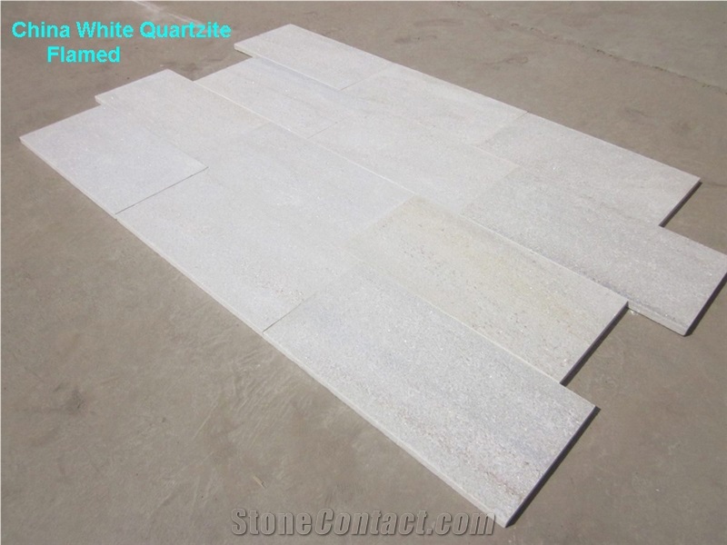 China Natural White Quartzite Flamed Tiles for Floor