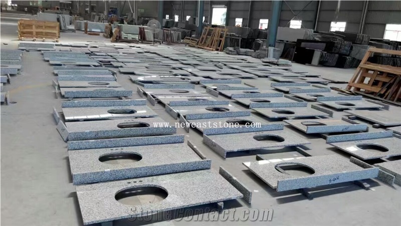 Chinese White Grey Sardo Granite G655 Polished Bathroom Vanity Table Top