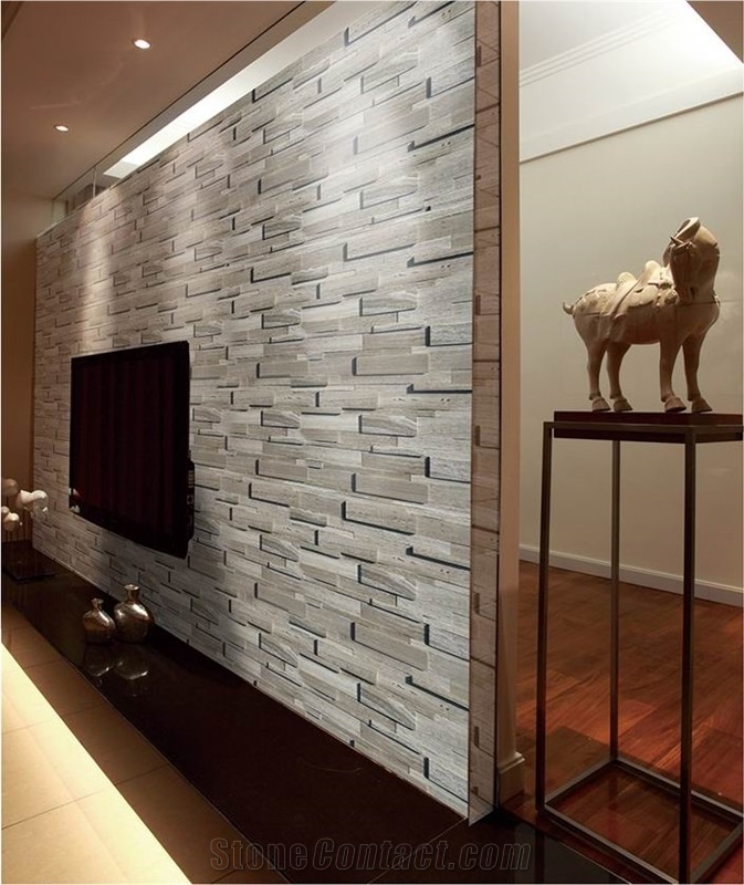 Dfx - 1002p, White Wood Surface Natural Culture Stone Of China, White Ledger Panels