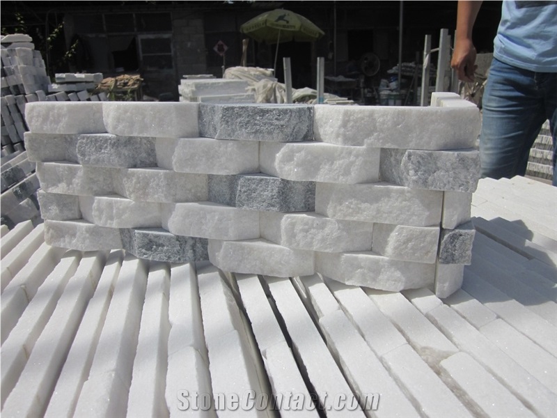 Grey White Quartzite, Silver Grey Quartzite Culture Stone, Curved Ledge Stone
