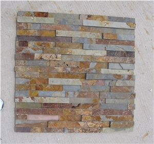 Hot Selling China Gold Slate Ledge Stone, Thin Stone Veneer, Culture Stone for Wall Decor